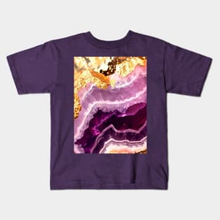 Amethyst Crystal Gems Purple Gold Texture Kids T-Shirt